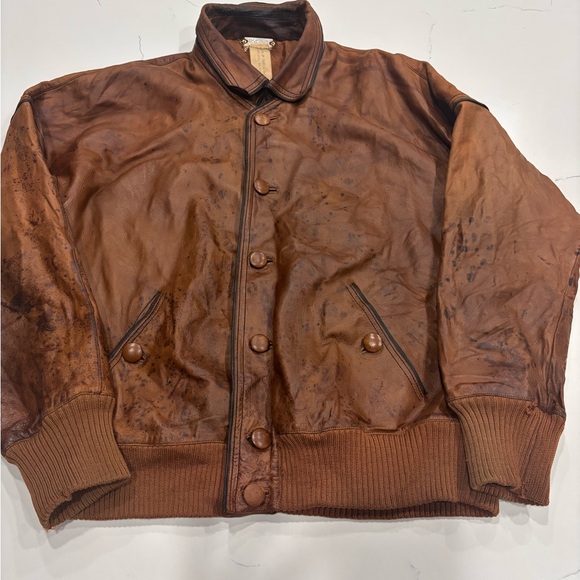 hettabretz VTG Leather Bomber Jacket Men’s Size 37 Brown - Picture 1 of 16